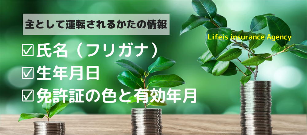 東京海上日動 自動車保険　主として運転される方の情報　　福岡県全域対応　山口県下関市なども対応エリアです。